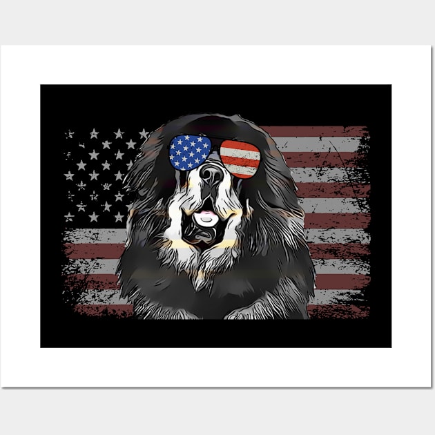 Mastiff Dog July 4th Retro USA American Flag Wall Art by TheBeardComic